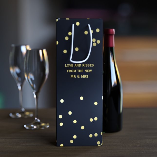 Sac cadeau Faux Gold Confetti Dots Matte Black Win (Créateur téléchargé)
