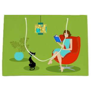 Sac cadeau femme de lecture rétro