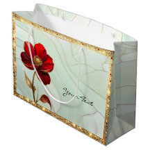 Sac Cadeau Fleur Rouge en Verre Coloré