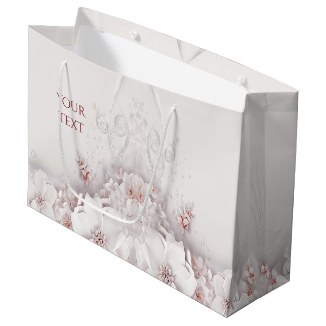 Sac Cadeau Fleurs Rose Ivory Blush (Devant Angle)