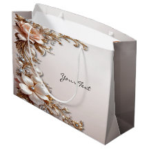 Sac Cadeau Fleurs Rose Pâle et Blanches