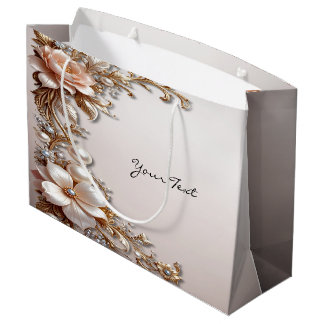 Sac Cadeau Fleurs Rose Pâle et Blanches