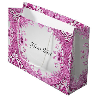 Sac cadeau floral décoratif rose