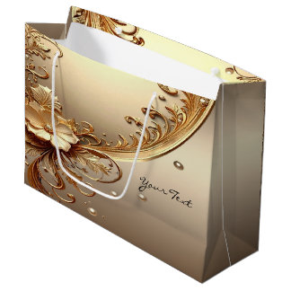 Sac cadeau floral orné doré