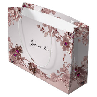 Sac cadeau floral orné rose