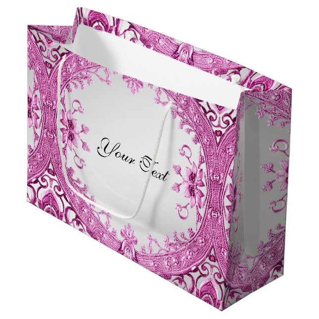 Sac cadeau floral rose (Devant Angle)