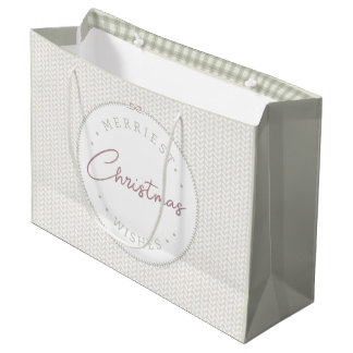 Sac cadeau géant à motif tricot de Noël cosy carre