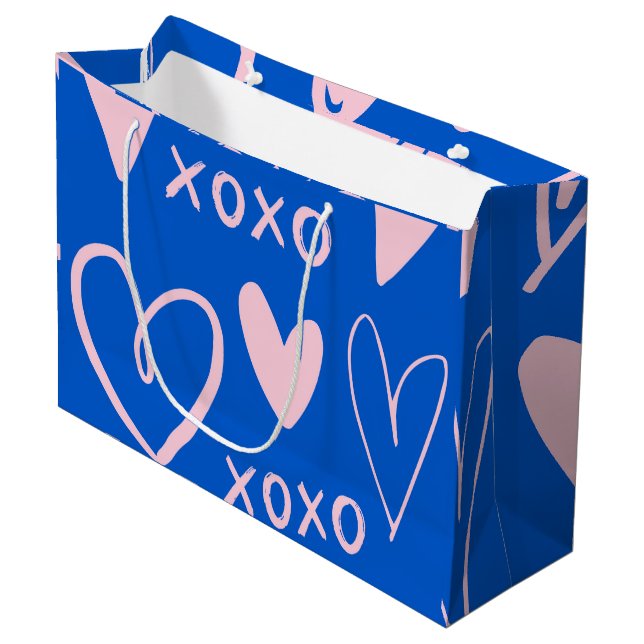 Sac cadeau géant coeurs XOXO  (Devant Angle)