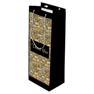 Sac cadeau Gold et Black Tall Merci de vin