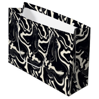 Sac Cadeau Grand Art Abstrait Noir & Blanc