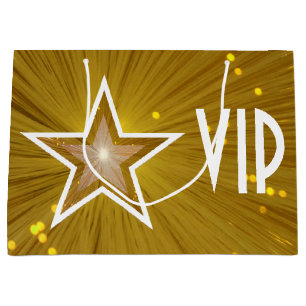 Sac Cadeau Grand blanc de l'impression VIP d'étoile d'or