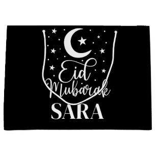 Sac Cadeau Grand Eid Mubarak Moderne Nom Personnal