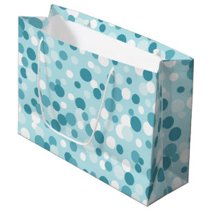 Sac cadeau grand format à pois bleu givré pour les
