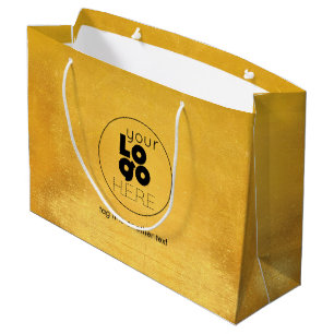Sac Cadeau Grand Logo Personnalisé Porté Gold Faux Foil Panie