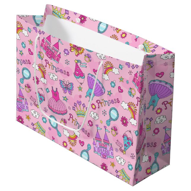 Sac cadeau grande taille Pink Princess (Devant Angle)