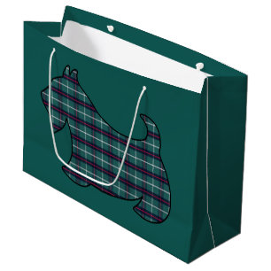 Sac cadeau Green Christmas Plaid Scottish Terrier