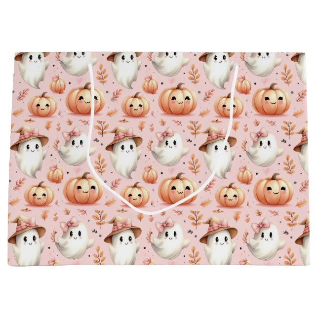 Sac cadeau Halloween rose (Devant)