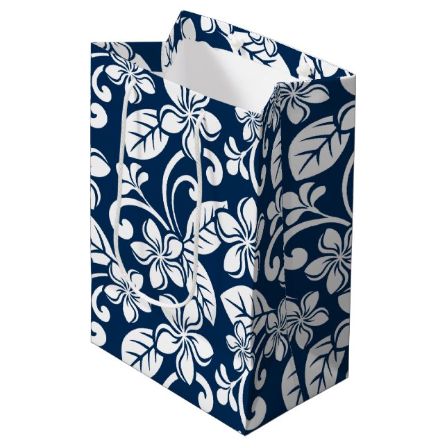 Sac cadeau ISLAND PLUMERIA (NAVY BLUE) (Devant Angle)