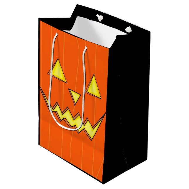 Sac Cadeau Jack-o-Lantern Orange Pour Halloween  (Devant Angle)