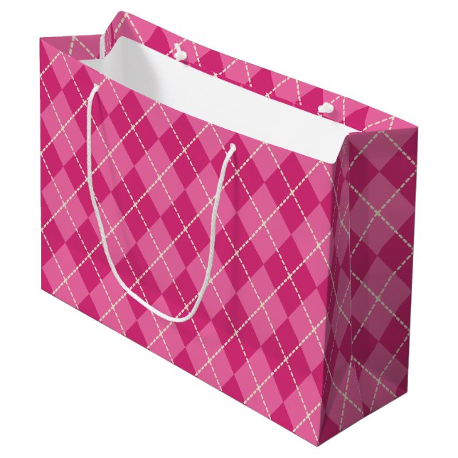 Sac cadeau Jacquard rose Festif (Devant Angle)