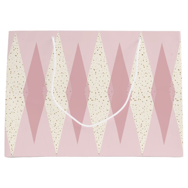 Sac cadeau Jacquard rose moderne du milieu du sièc (Devant)