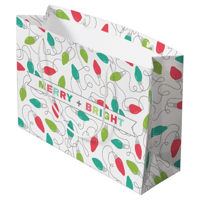 Sac cadeau Joyeux + Lumières de Noël (Dos Angle)