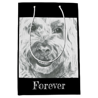 Sac cadeau, Labradoodle, Art noir & blanc, Amour