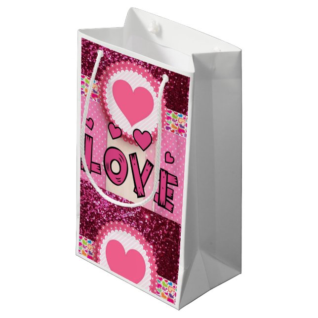 Sac cadeau L'amour de Valentine (Devant Angle)