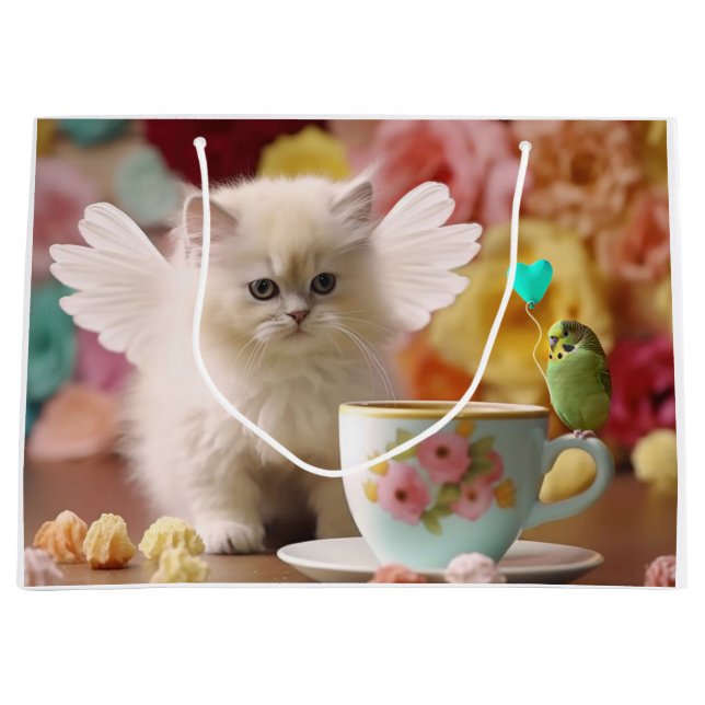 Sac cadeau Latte Kitten et Budgie (Devant)