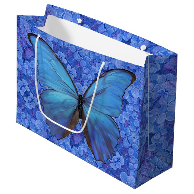 Sac cadeau Lg Morpho Bleu sur Hydrangea (Devant Angle)