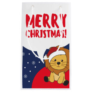 Sac Cadeau Lion Noël Neige Animaux d'hiver Lions Petit Gif