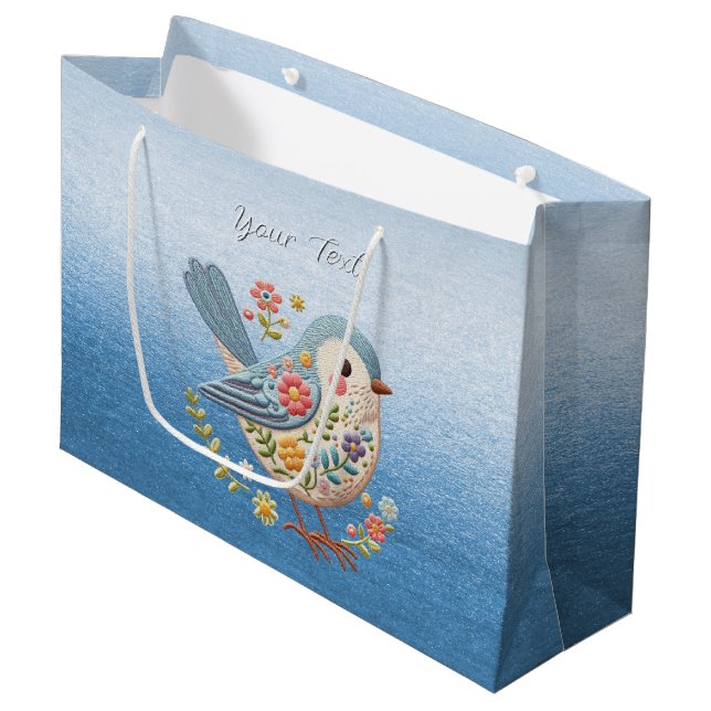 Sac cadeau Little Bird Floral Blue (Devant Angle)
