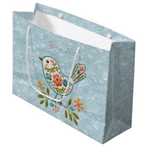 Sac cadeau Little Bird Floral Green Feuille