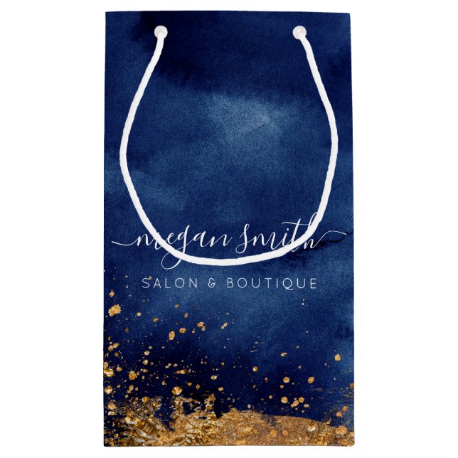 Sac cadeau Luxe Navy Blue Gold Shopping Bag (Dos)