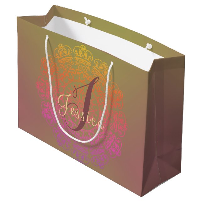 Sac cadeau Mandala Monogram couleur automne (Dos Angle)