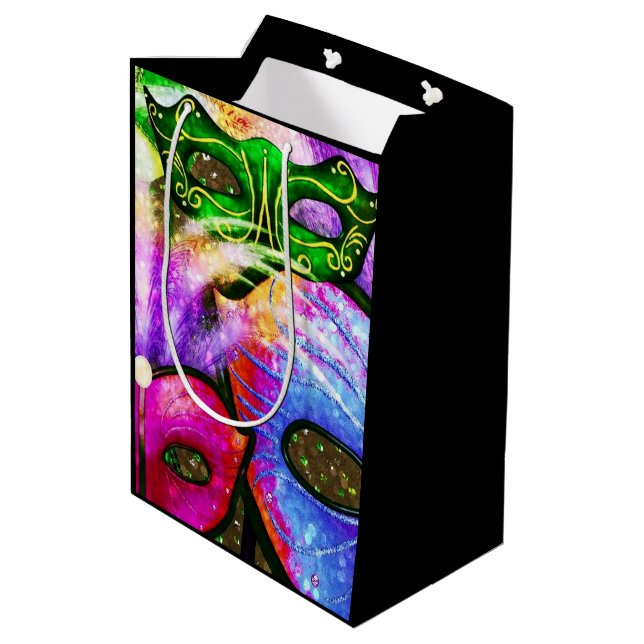Sac cadeau Mardi Gras aux masques colorés (Dos Angle)