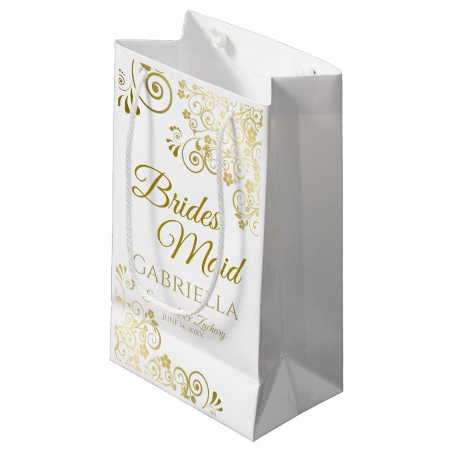 Sac cadeau Mariage Bridesmaid Petit (Devant Angle)