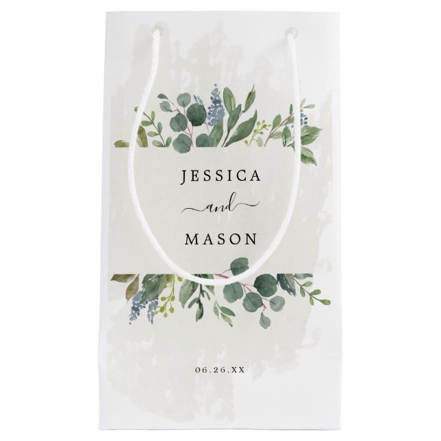 Sac cadeau Mariage Dusty Blue Eucalyptus Hotel (Devant)