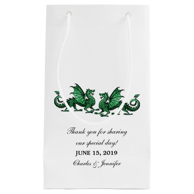 Sac cadeau Mariage Green Elegon Dragons (Devant)