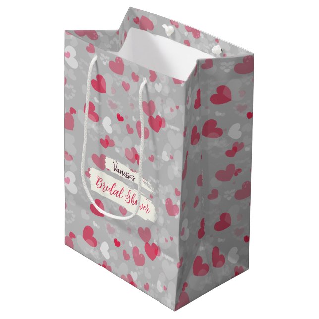 Sac Cadeau Mariage Rose Motif (Devant Angle)