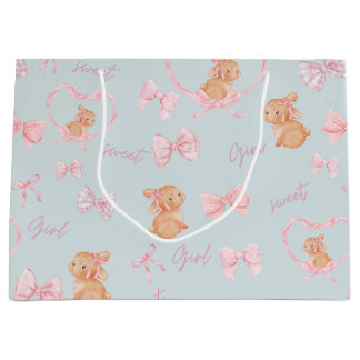 Sac cadeau menthe lapins et vaches mignons