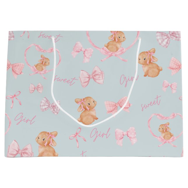 Sac cadeau menthe lapins et vaches mignons (Devant)
