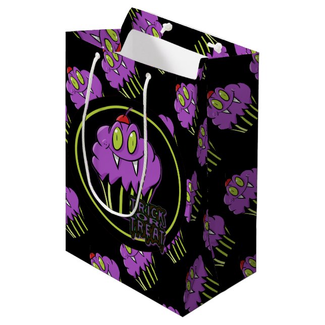 Sac cadeau mignon Halloween violet Vampire Cupcake (Devant Angle)