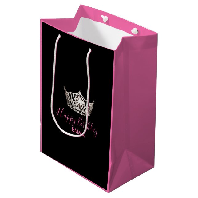 Sac cadeau Miss America Argent Couronne 2 Tones -  (Devant Angle)