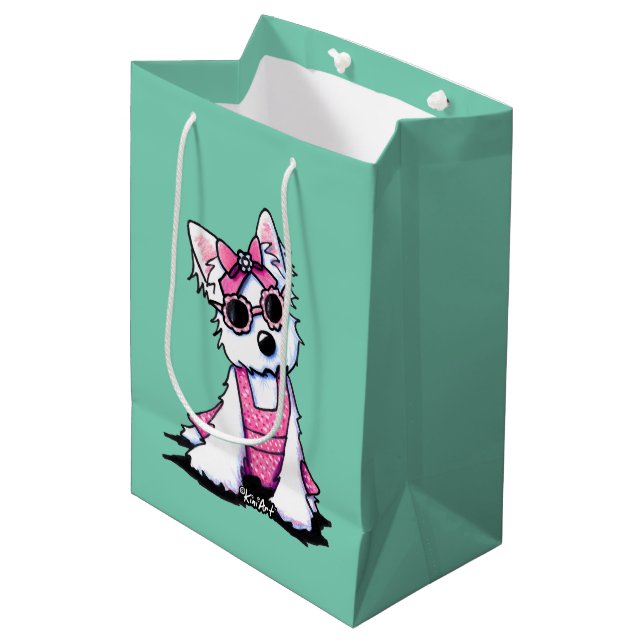 Sac cadeau Miss Olivia Westie KiniArt (Devant Angle)