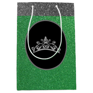 Sac cadeau Miss Pageant Crown Green FX Glitter