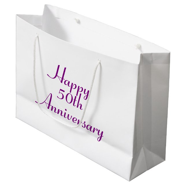 Sac cadeau Modèle 50e Anniversaire Purple Texte (Devant Angle)