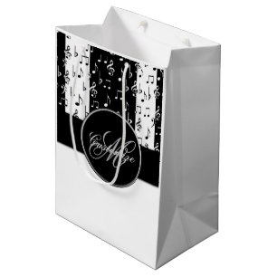 Sac cadeau Monogramme Black & White Stripes 5