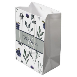 Sac cadeau monogramme d'aquarelle florale
