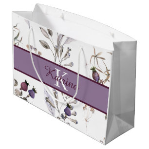 Sac cadeau monogramme d'aquarelle florale